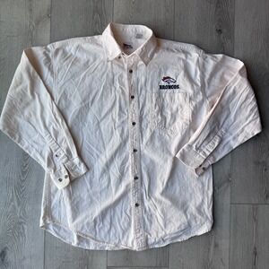 Vintage 90s Denver Broncos Pro Elite Button Down Shirt Cream Mens XL NFL Cotton